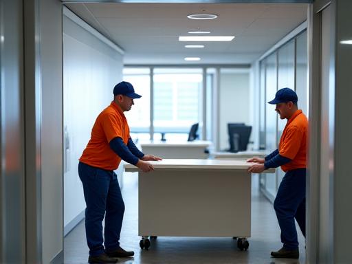 Commercial office desk being moved